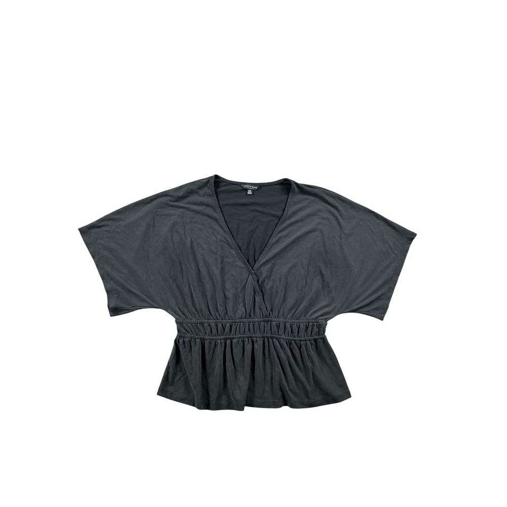 Lucky Brand Womens Gray Modal Blend Surplice Peplum Top Dolman Sleeve Size M